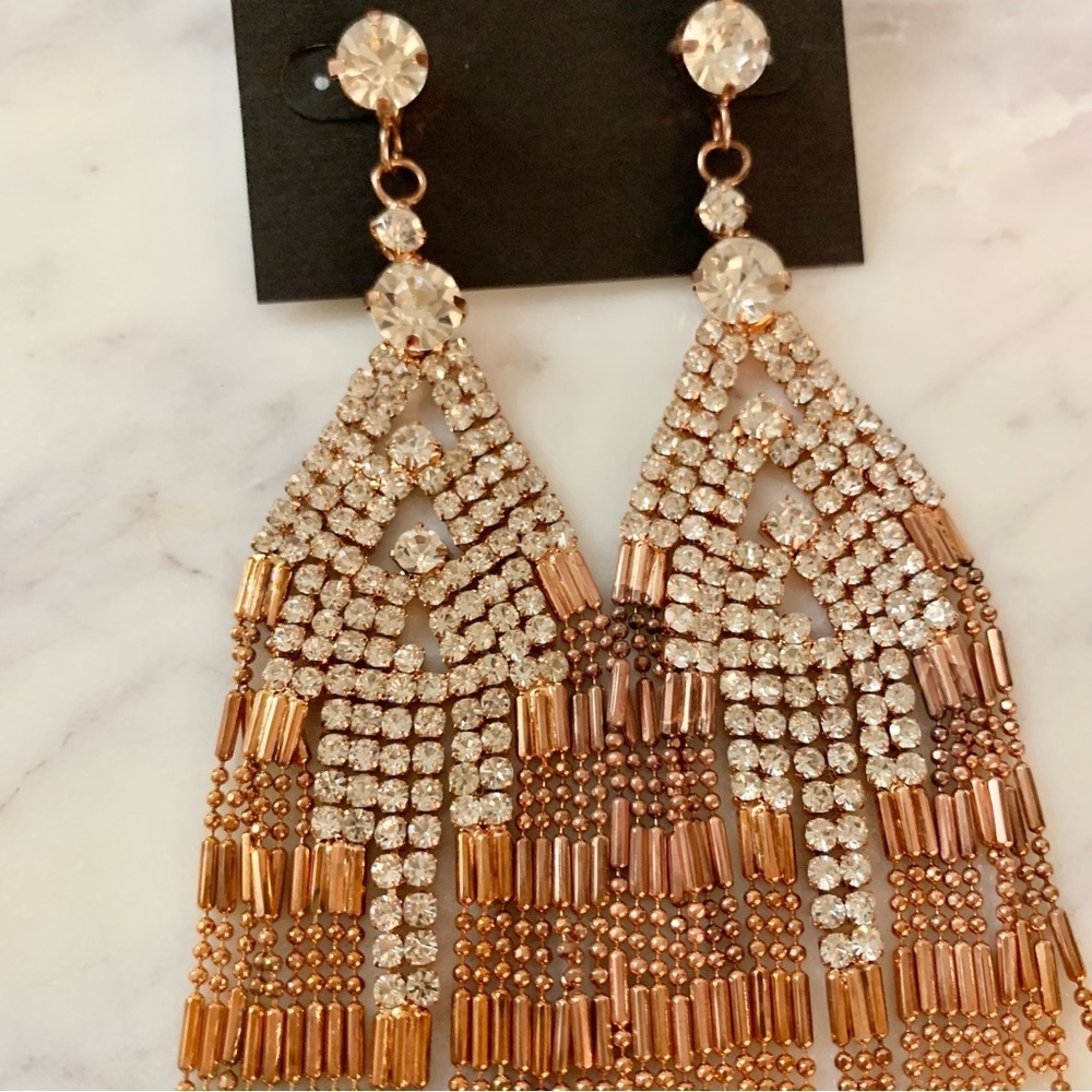 Copper Rhinestone Crystal Statement Earringsโ - Picture 3 of 5